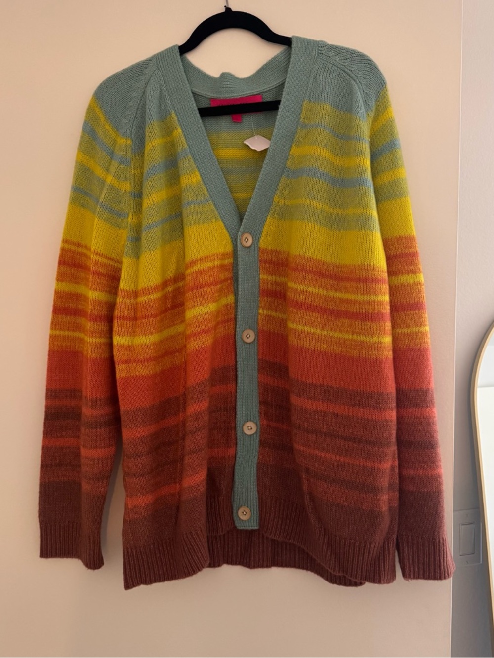 The Elder Statesman Sunset Gradient Button-Up V‑Neck Cardigan